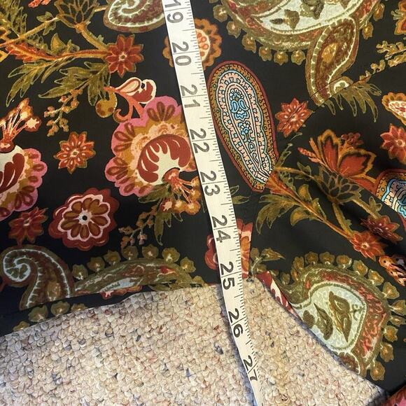 Spense Women Button Up Shirt 1X Black Brown Paisley Hi Low Coastal Sheer Long Sl - Picture 2 of 9